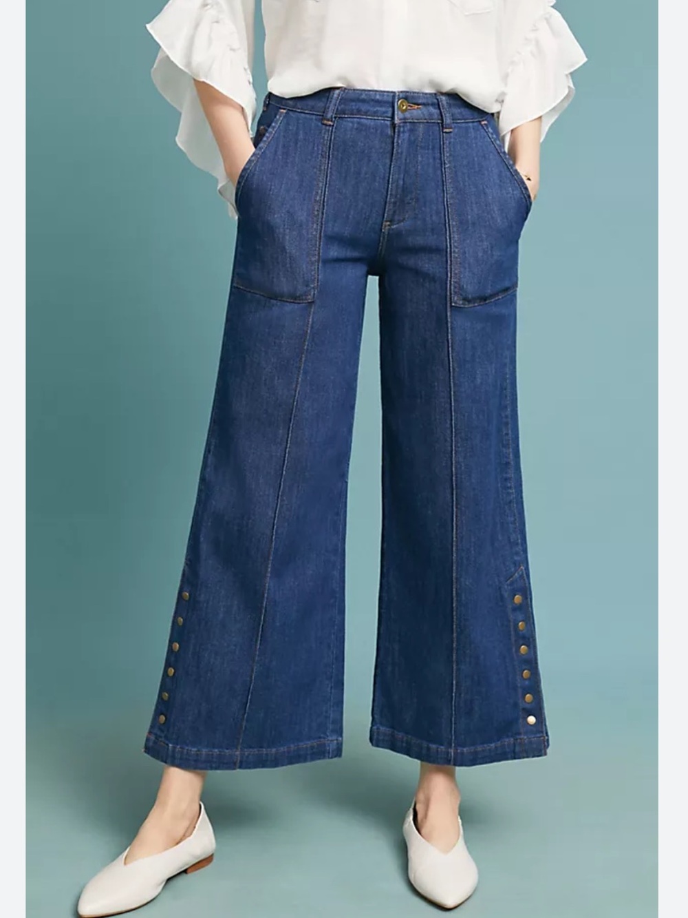 Anthropologie Pilcro High-Rise Cropped Wide-Leg Jeans Sz 29